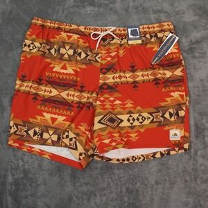 Pendleton Red and Brown Patterned Swim Trunks